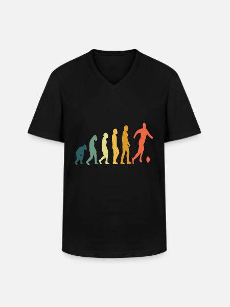 Fußball Retro Evolution - Männer-T-Shirt mit V-Ausschnitt - Schwarz