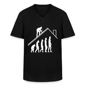 Craftsman roofer carpenter evolution house building - Men's V-Neck T-Shirt - black - Front - AI Model Male 178 dark (178cm)