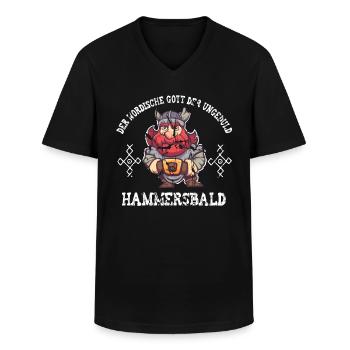 Nordische Gott der Ungeduld Hammersbald Wikinger - Männer-T-Shirt mit V-Ausschnitt - Schwarz - Vorne - AI Model Male 178 dark (178cm)