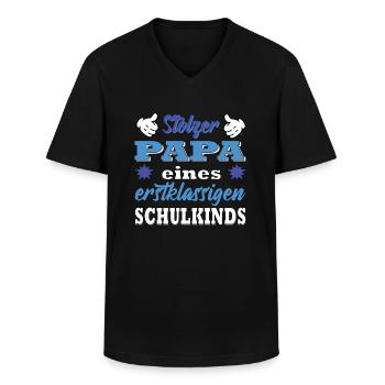 Stolzer Papa - Schulkind - Einschulung 2020 - Männer-T-Shirt mit V-Ausschnitt - Schwarz - Vorne - AI Model Male 178 dark (178cm)