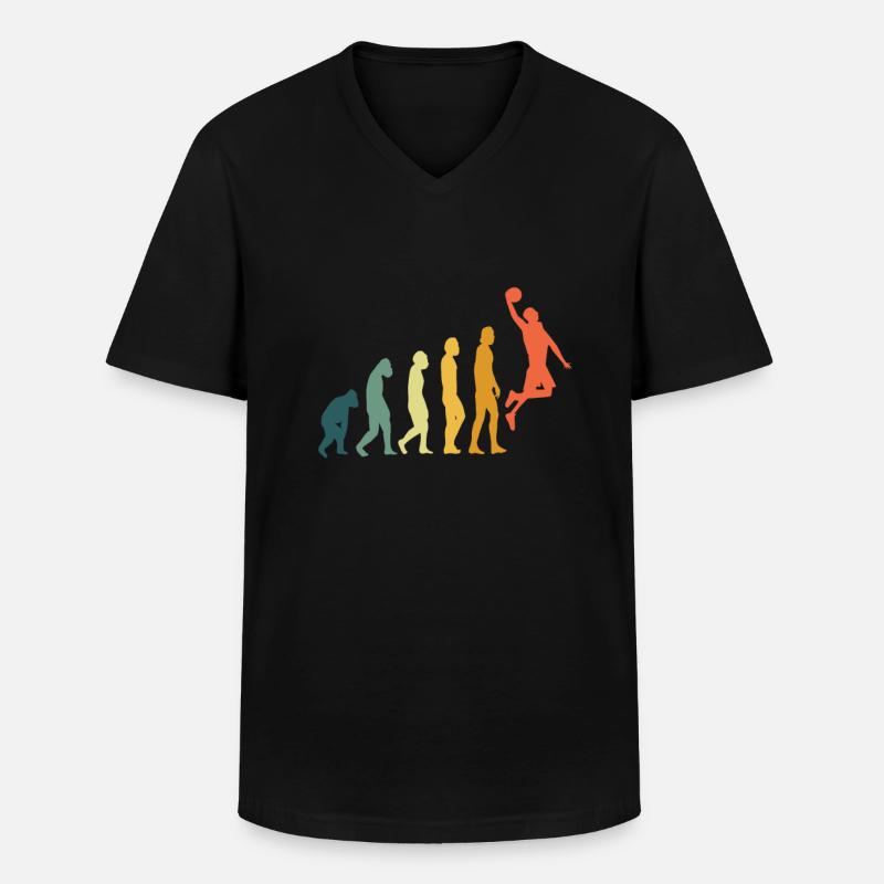 Basketball Evolution Dunking Retro - Men's V-Neck T-Shirt - black