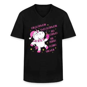 Glühweinhorn Weihnachtsmarkt Coole Lustige Sprüche - Männer-T-Shirt mit V-Ausschnitt - Schwarz - Vorne - AI Model Male 178 dark (178cm)
