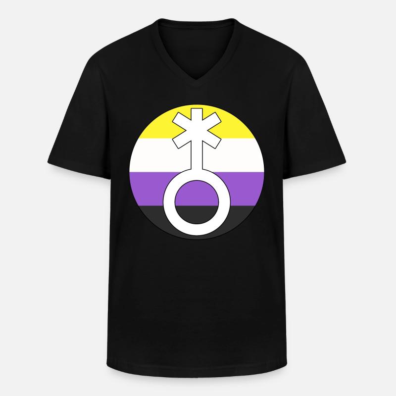 Symbol Nonbinary Non-Binary Nonbinary Gender - Men's V-Neck T-Shirt - black