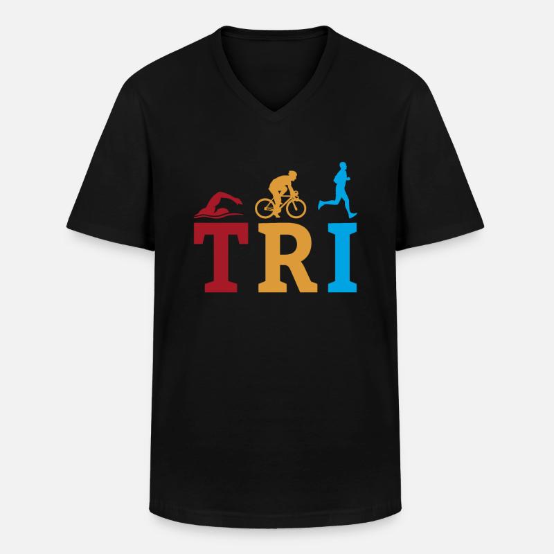 TRI-Triathlon Triathlet - Männer-T-Shirt mit V-Ausschnitt - Schwarz