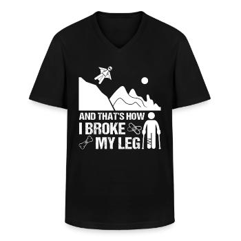 Wingsuit Bein Gebrochen Beinbruch Geschenk Kind - Männer-T-Shirt mit V-Ausschnitt - Schwarz - Vorne - AI Model Male 178 dark (178cm)