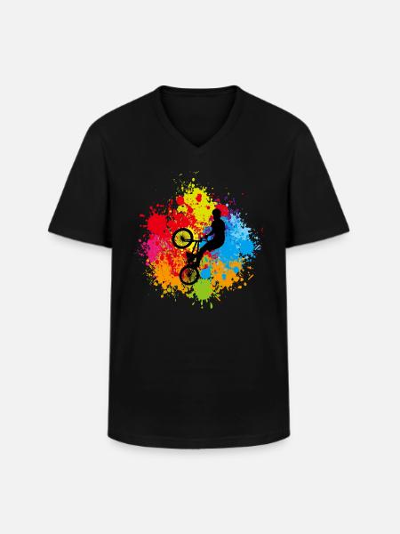 Bmx ,vélo - T-shirt col V Homme - noir