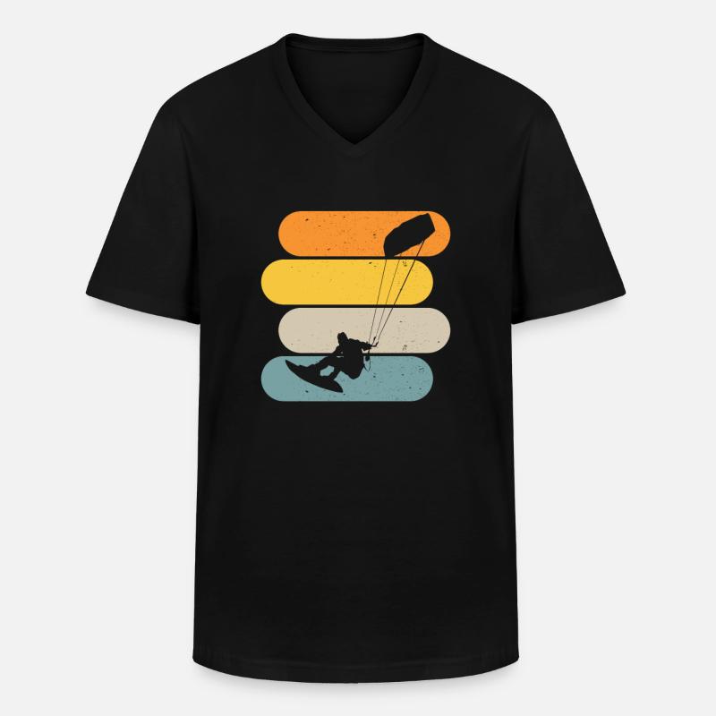 Kitesurf Kitesurf Kiteboarder - T-shirt col V Homme - noir