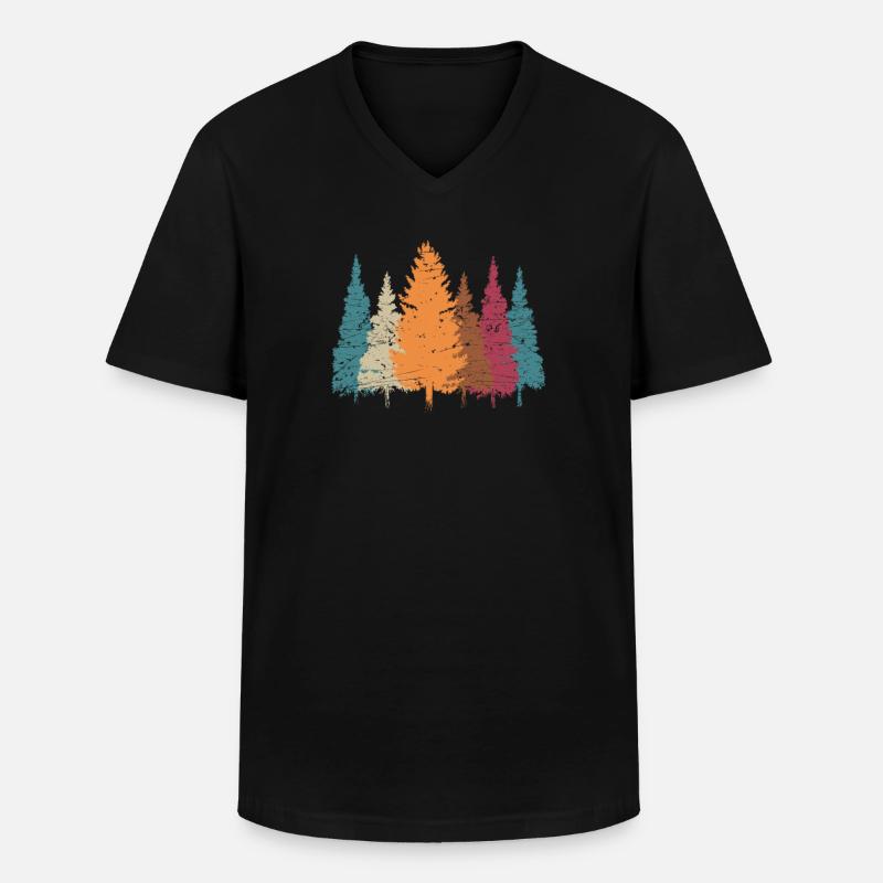 Retro Wald Natur Geschenkidee - Männer-T-Shirt mit V-Ausschnitt - Schwarz