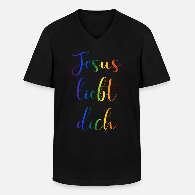 Jesus liebt dich - Männer-T-Shirt mit V-Ausschnitt - Schwarz