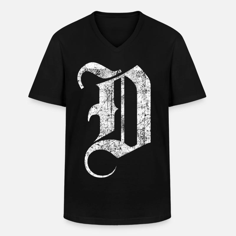 Tshirt alphabet initial D - Men's V-Neck T-Shirt - black