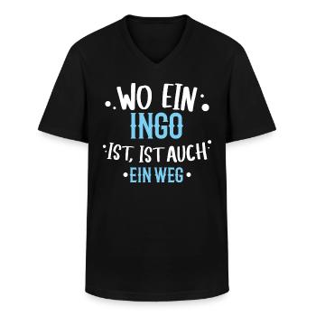 Wo ein Ingo ist, ist ein Weg / Name, Geburtstag - Männer-T-Shirt mit V-Ausschnitt - Schwarz - Vorne - AI Model Male 178 dark (178cm)