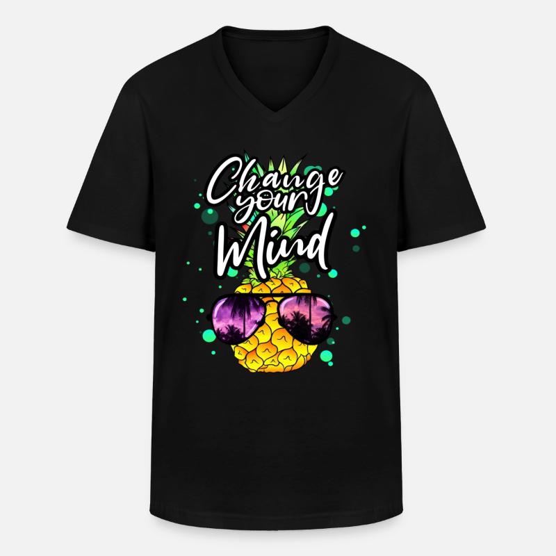 coole Ananas Change your Mind - Männer-T-Shirt mit V-Ausschnitt - Schwarz