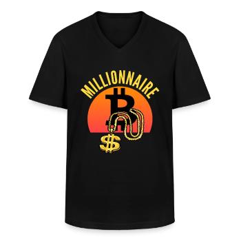 Bitcoin Hip-Hop Millionnaire BTC - T-shirt col V Homme - noir - Devant - AI Model Male 178 dark (178cm)