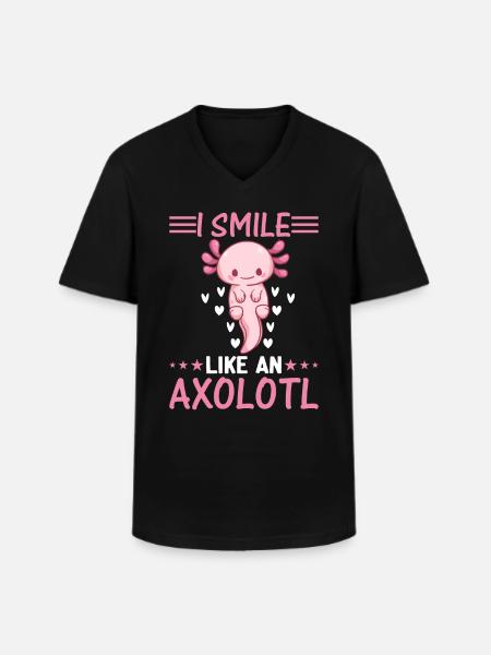 Sød Axolotl Elsker Kawaii Axolotl - Jeg smiler som en - Klassisk herre T-shirt med V-udskæring - sort