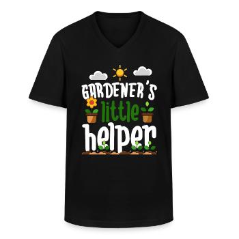 Gardener's Little Helper Flowerpot Planting - Men's V-Neck T-Shirt - black - Front - AI Model Male 178 dark (178cm)