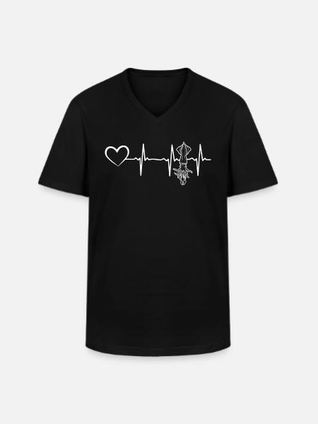 Humboldt Inktvis Heartline Kalmare Hartslag Octopus - Klassiek mannen T-shirt met V-hals - zwart
