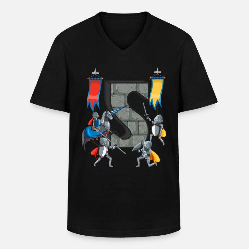 Mittelalterliche Ritter Mittelalter Geschichte - Männer-T-Shirt mit V-Ausschnitt - Schwarz