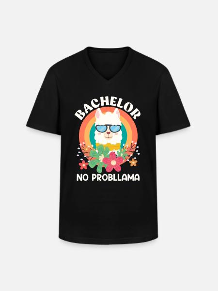 Licence NO Probllama - T-shirt col V Homme - noir