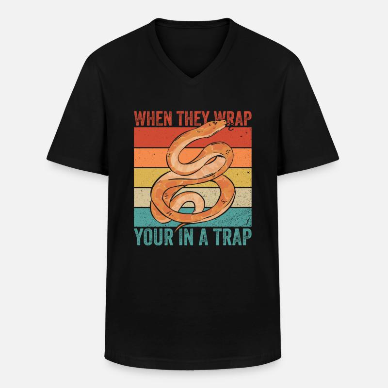 Königspython Boule de banane Python - T-shirt col V Homme - noir