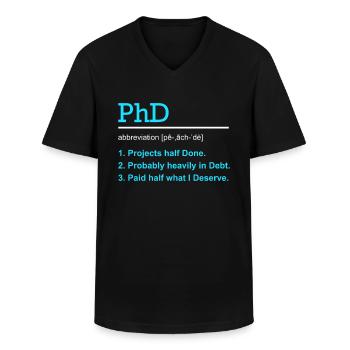 Ph.D Survivor Ich habe überlebt Doktor Doktortitel - Männer-T-Shirt mit V-Ausschnitt - Schwarz - Vorne - AI Model Male 178 dark (178cm)