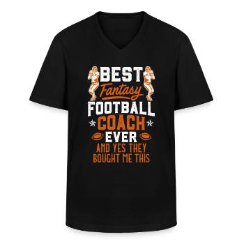 Best Fantasy Football Coach - Men's V-Neck T-Shirt - black - Front - AI Model Male 178 dark (178cm)