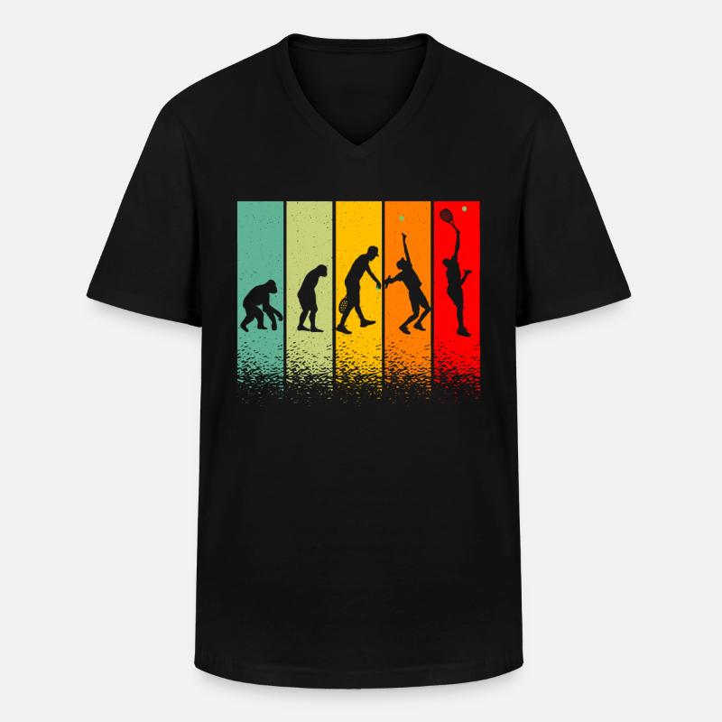 Evolution Tennisman gift idea Man - Men's V-Neck T-Shirt - black