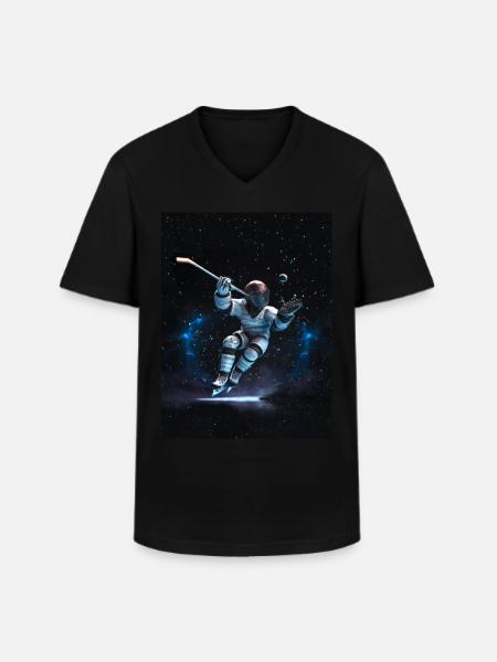Ice Hockey Space Power - Men's V-Neck T-Shirt - black