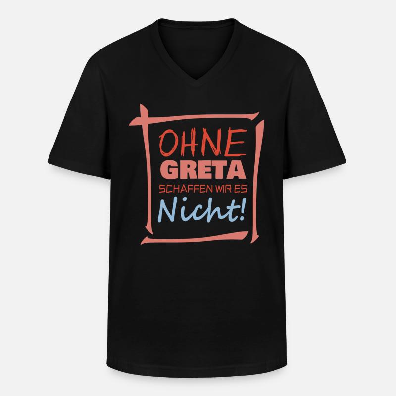 greta - Männer-T-Shirt mit V-Ausschnitt - Schwarz