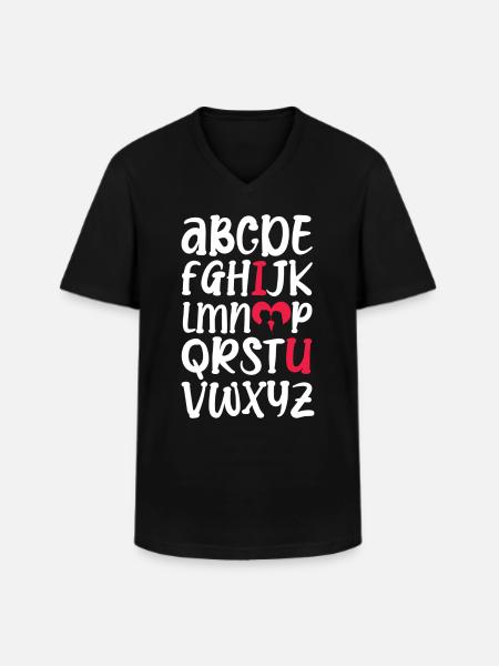 Alfabet af romantisk kærlighed Valentinsdag - Klassisk herre T-shirt med V-udskæring - sort