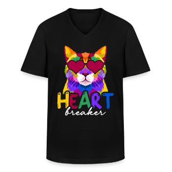 Anti-Saint-Valentin célibataire Heartbreaker - T-shirt col V Homme - noir - Devant - AI Model Male 178 dark (178cm)