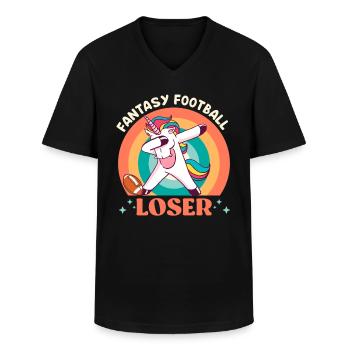 Fantasy Football Loser Unicorn Fantasy Football - Men's V-Neck T-Shirt - black - Front - AI Model Male 178 dark (178cm)