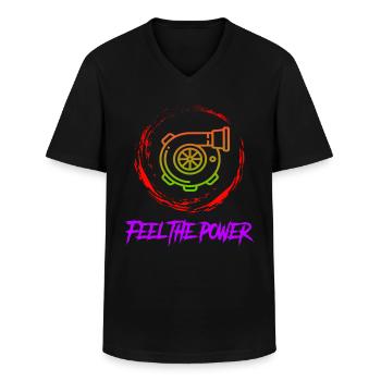 Turbo - T-shirt col V Homme - noir - Devant - AI Model Male 178 dark (178cm)