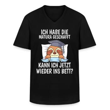 Matura geschafft kann ich wieder ins Bett? - Männer-T-Shirt mit V-Ausschnitt - Schwarz - Vorne - AI Model Male 178 dark (178cm)