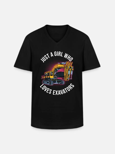 Baggerfahrer Frau Bagger Mädchen - Männer-T-Shirt mit V-Ausschnitt - Schwarz