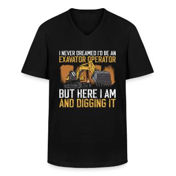 Schwermaschinenbediener Bagger Baggern - T-shirt col V Homme - noir - Devant - AI Model Male 178 dark (178cm)