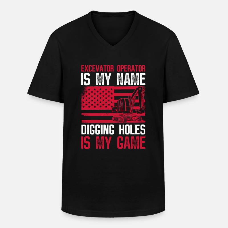 Baggerführer Bagger Baggerfahrer - Männer-T-Shirt mit V-Ausschnitt - Schwarz