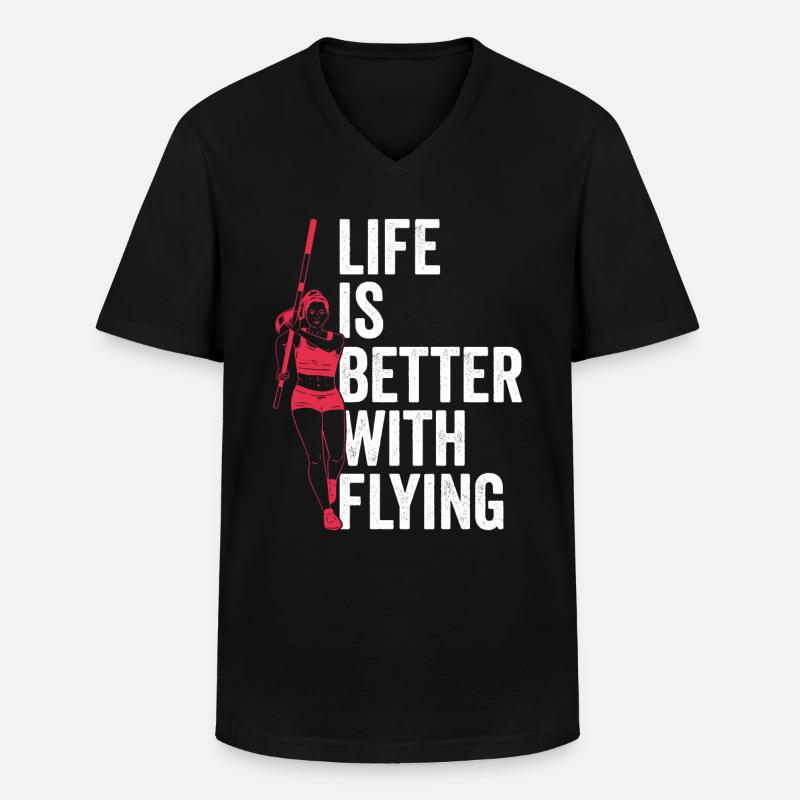 Stabhochspringerin Stabhochspringen - Männer-T-Shirt mit V-Ausschnitt - Schwarz