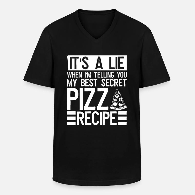 Pizzaexperte Pizza - Männer-T-Shirt mit V-Ausschnitt - Schwarz