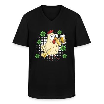 Poulet de la Saint-Patrick - T-shirt col V Homme - noir - Devant - AI Model Male 178 dark (178cm)