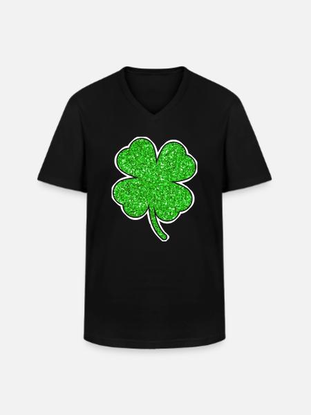 Irsk shamrocks St Patrick's Day - Klassisk T-skjorte med V-hals for menn - svart