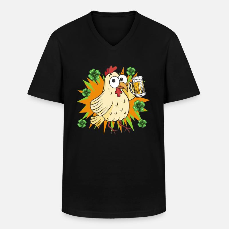 St. Patrick's Day Chicken - Men's V-Neck T-Shirt - black