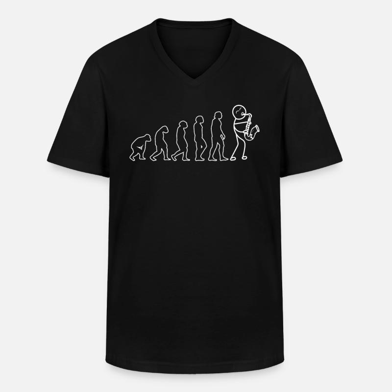 Funny Saxophonist Evolution Saxophone Player - Männer-T-Shirt mit V-Ausschnitt - Schwarz