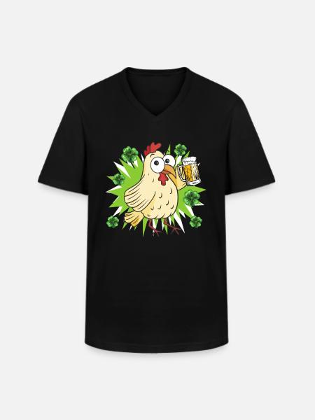 Poulet de la Saint-Patrick - T-shirt col V Homme - noir