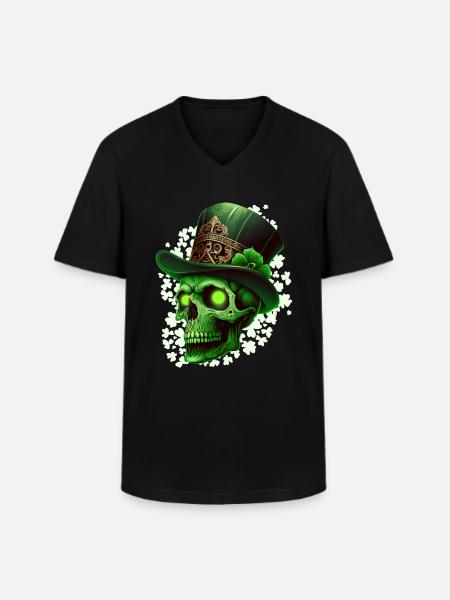 Saint-Patrick Leprechaun squelette irlandais - T-shirt col V Homme - noir
