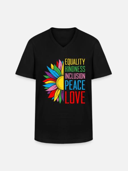 Inclusion Equality Kindness Acceptance - Men's V-Neck T-Shirt - black