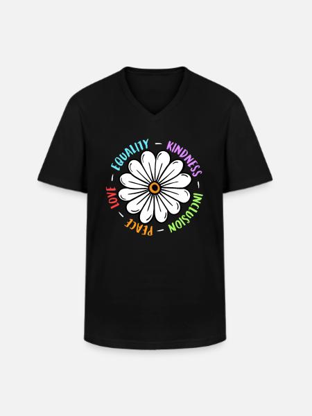 Inclusion handicap acceptation et sensibilisation - T-shirt col V Homme - noir