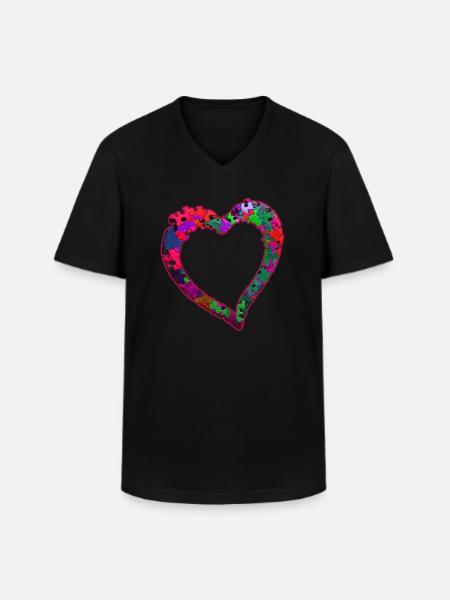 Autisme Solidarité Conscience Autistique Puzzle - T-shirt col V Homme - noir