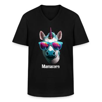 Mamacorn Fête des mères Licornes Mama Licorne - T-shirt col V Homme - noir - Devant - AI Model Male 178 dark (178cm)