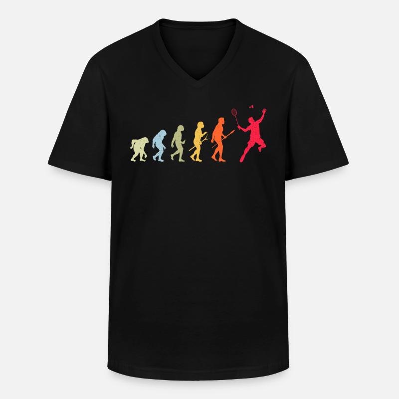 Badminton Evolution - Männer-T-Shirt mit V-Ausschnitt - Schwarz