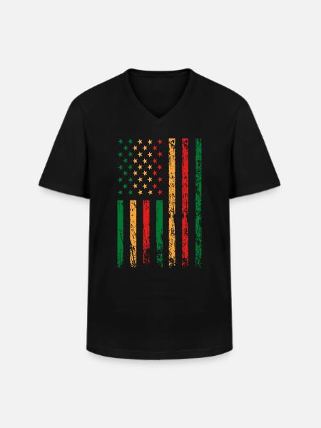 African-American flag holiday - Men's V-Neck T-Shirt - black